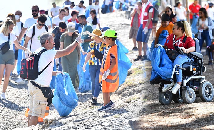 Çevre gönüllüleri 500 kilo çöp topladı
