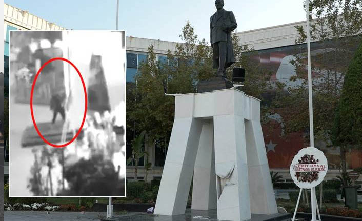 Antalya'da Atatürk anıtına balyozlu saldırı