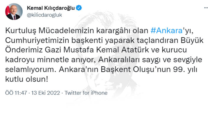 Kılıçdaroğlu'ndan başkent Ankara mesajı